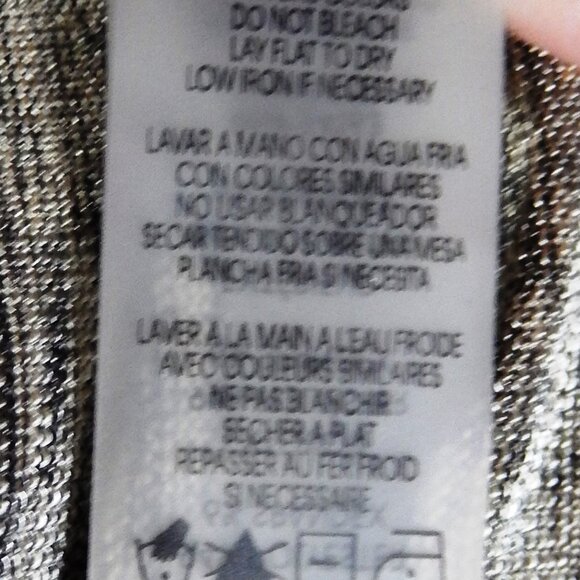 Calvin Klein Gold Shimmer Ruched Sleeveless Top Button Accents on Shoulder Small - Picture 14 of 14